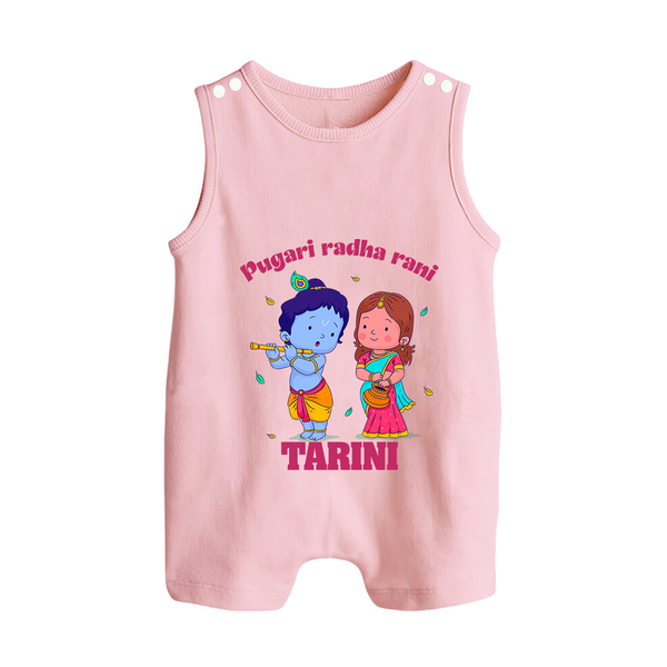 Pugari Radha Rani Romper Suit | Personalized Romper Suit for Krishna and Radha Fans - BABY PINK - 0 - 5 Months Old (Chest 18")