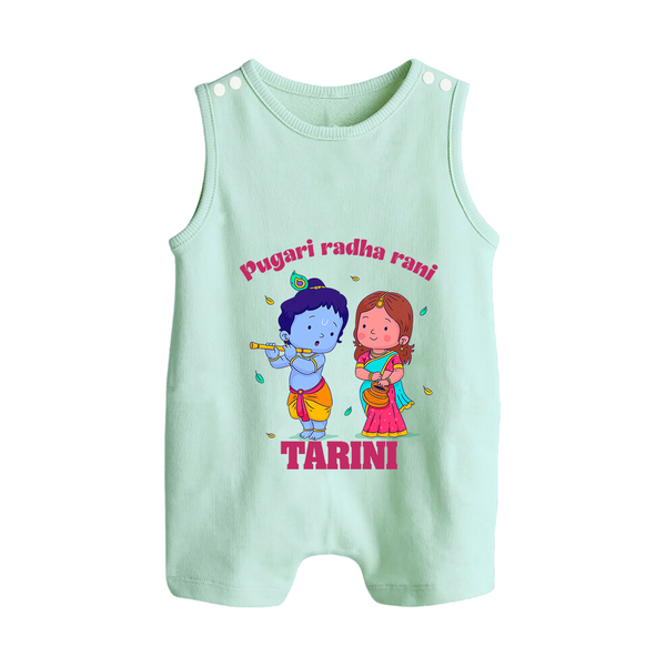 Pugari Radha Rani Romper Suit | Personalized Romper Suit for Krishna and Radha Fans - MINT GREEN - 0 - 5 Months Old (Chest 18")