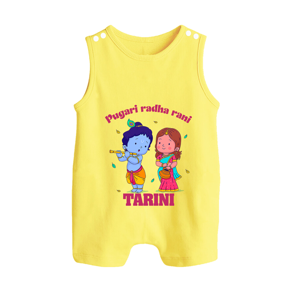 Pugari Radha Rani Romper Suit | Personalized Romper Suit for Krishna and Radha Fans - PASTEL YELLOW - 0 - 5 Months Old (Chest 18")