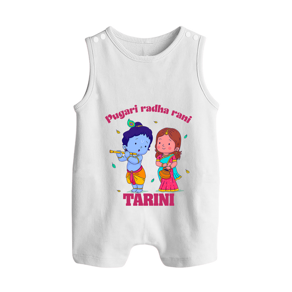 Pugari Radha Rani Romper Suit | Personalized Romper Suit for Krishna and Radha Fans - WHITE - 0 - 5 Months Old (Chest 18")