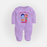 Pugari Radha Rani Sleep Suit | Personalized Sleep Suit for Krishna and Radha Fans - LILAC - New Born (Chest 7.5")