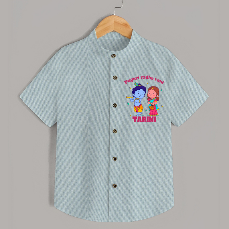 Pugari Radha Rani Shirt | Personalized Shirt for Krishna and Radha Fans - ARCTIC BLUE - 0 - 6 Months Old (Chest 23")
