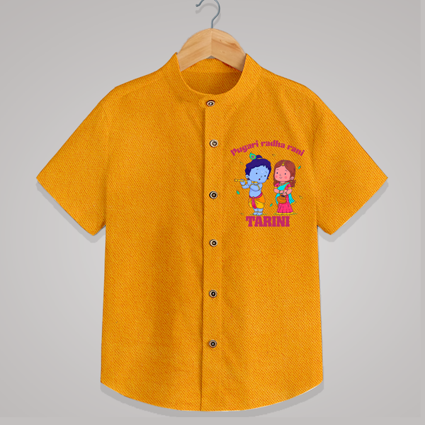 Pugari Radha Rani Shirt | Personalized Shirt for Krishna and Radha Fans - CHROME YELLOW - 0 - 6 Months Old (Chest 23")