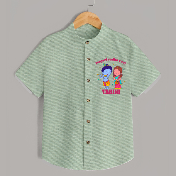 Pugari Radha Rani Shirt | Personalized Shirt for Krishna and Radha Fans - MINT GREEN - 0 - 6 Months Old (Chest 23")