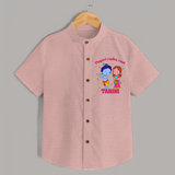 Pugari Radha Rani Shirt | Personalized Shirt for Krishna and Radha Fans - PEACH - 0 - 6 Months Old (Chest 23")