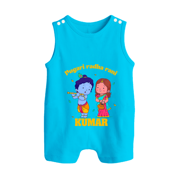 Pugari Radha Rani Romper Suit | Personalized Romper Suit for Krishna and Radha Fans - SKY BLUE - 0 - 5 Months Old (Chest 18")