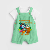 Butter Thief On Duty Dungaree Set | Personalized Baby Dungaree Set for Krishna's Mischief - GREEN - 0 - 5 Months Old (Chest 18")