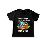 Butter Thief On Duty TShirt | Personalized Baby TShirt for Krishna's Mischief - BLACK - 0-5 Months Old (Chest 17")