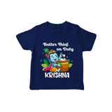 Butter Thief On Duty TShirt | Personalized Baby TShirt for Krishna's Mischief - NAVY BLUE - 0-5 Months Old (Chest 17")
