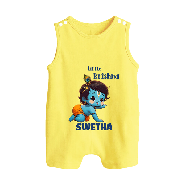 Little Krishna Romper Suit | Custom Baby Romper Suit for Your Little Krishna - PASTEL YELLOW - 0 - 5 Months Old (Chest 18")