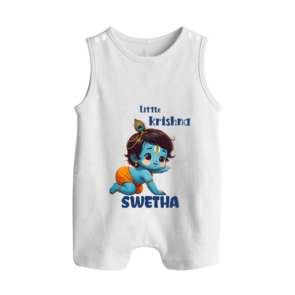 Little Krishna Romper Suit | Custom Baby Romper Suit for Your Little Krishna - WHITE - 0 - 5 Months Old (Chest 18")