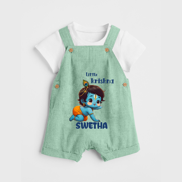 Little Krishna Dungaree Set | Custom Baby Dungaree Set for Your Little Krishna - MINT GREEN - 0 - 5 Months Old (Chest 18")