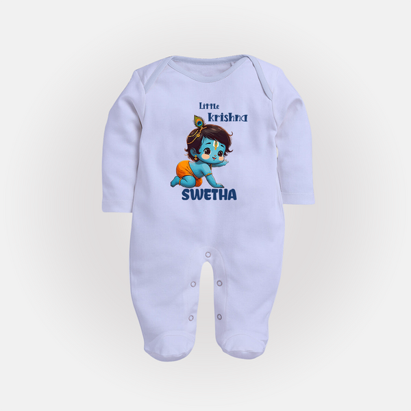 Little Krishna Sleep Suit | Custom Baby Sleep Suit for Your Little Krishna - BABY BLUE - New Born (Chest 7.5")