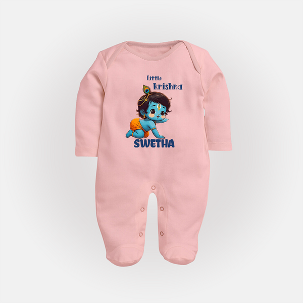 Little Krishna Sleep Suit | Custom Baby Sleep Suit for Your Little Krishna - BABY PINK - New Born (Chest 7.5")