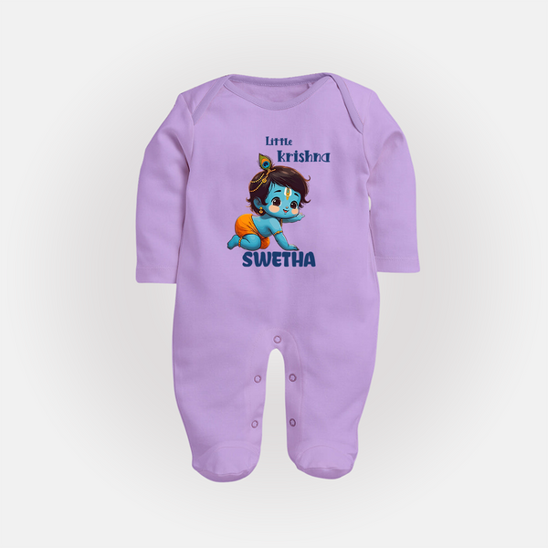 Little Krishna Sleep Suit | Custom Baby Sleep Suit for Your Little Krishna - LILAC - New Born (Chest 7.5")