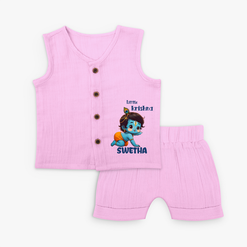 Little Krishna Jabla Set | Custom Baby Jabla Set for Your Little Krishna - BABY PINK - 0 - 3 Months Old (Chest 9.8")