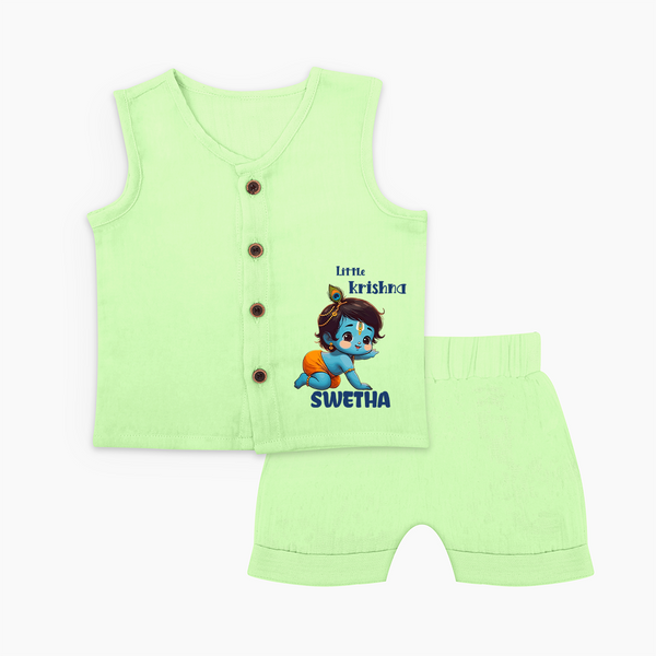 Little Krishna Jabla Set | Custom Baby Jabla Set for Your Little Krishna - PASTEL GREEN - 0 - 3 Months Old (Chest 9.8")