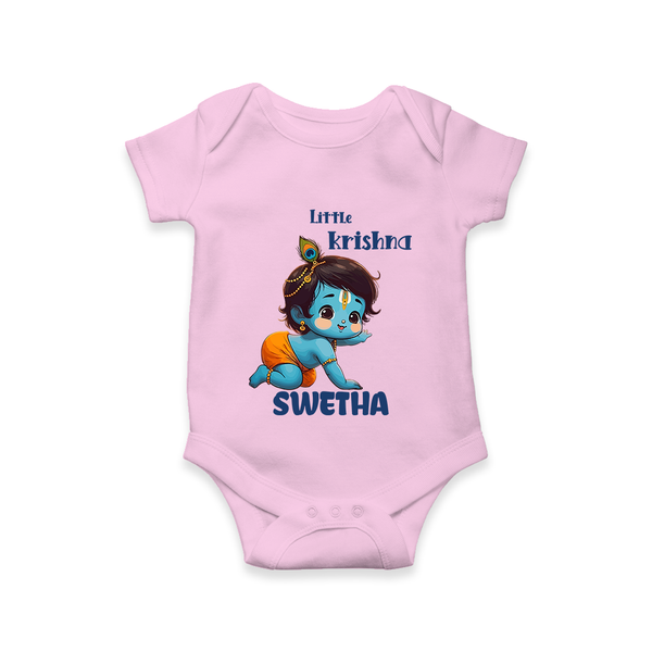 Little Krishna Romper / onesie | Custom Baby Romper / onesie for Your Little Krishna - BABY PINK - New Born (Chest 14")
