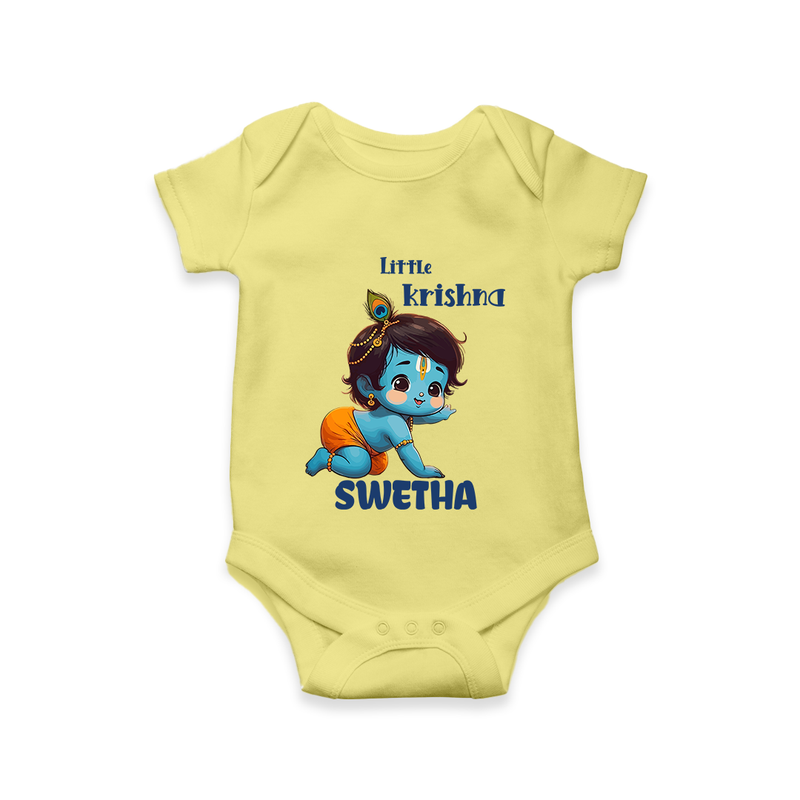 Little Krishna Romper / onesie | Custom Baby Romper / onesie for Your Little Krishna - PASTEL YELLOW - New Born (Chest 14")