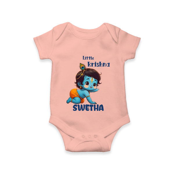 Little Krishna Romper / onesie | Custom Baby Romper / onesie for Your Little Krishna - PEACH - New Born (Chest 14")