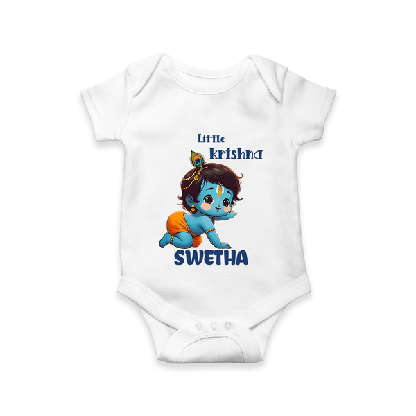 Little Krishna Romper / onesie | Custom Baby Romper / onesie for Your Little Krishna - WHITE - New Born (Chest 14")