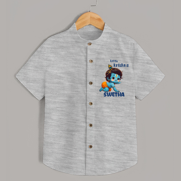 Little Krishna Shirt | Custom Baby Shirt for Your Little Krishna - GREY - 0 - 6 Months Old (Chest 23")