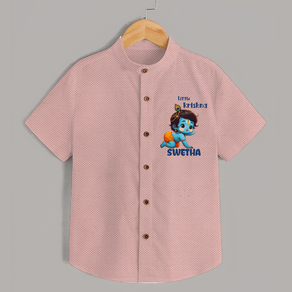 Little Krishna Shirt | Custom Baby Shirt for Your Little Krishna - PEACH - 0 - 6 Months Old (Chest 23")