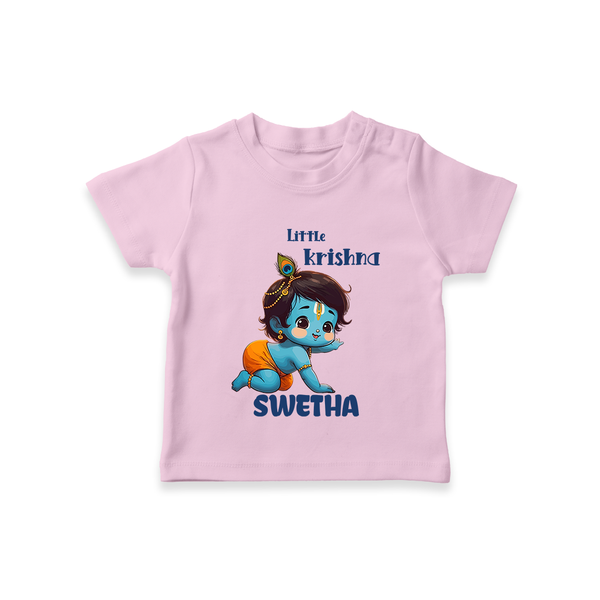 Little Krishna TShirt | Custom Baby TShirt for Your Little Krishna - BABY PINK - 0-5 Months Old (Chest 17")