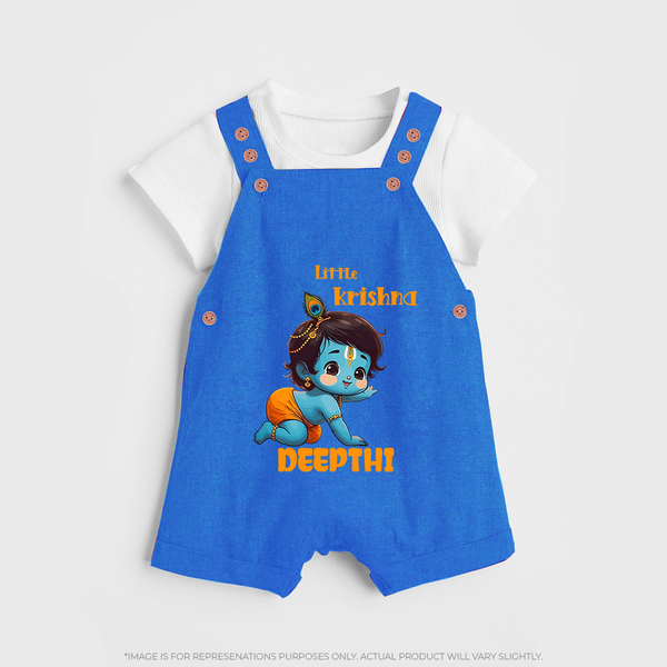 Little Krishna Dungaree Set | Custom Baby Dungaree Set for Your Little Krishna - COBALT BLUE - 0 - 5 Months Old (Chest 18")