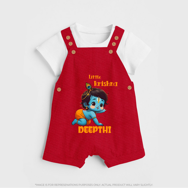Little Krishna Dungaree Set | Custom Baby Dungaree Set for Your Little Krishna - RED - 0 - 5 Months Old (Chest 18")