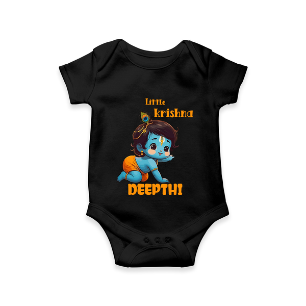 Little Krishna Romper / onesie | Custom Baby Romper / onesie for Your Little Krishna - BLACK - New Born (Chest 14")