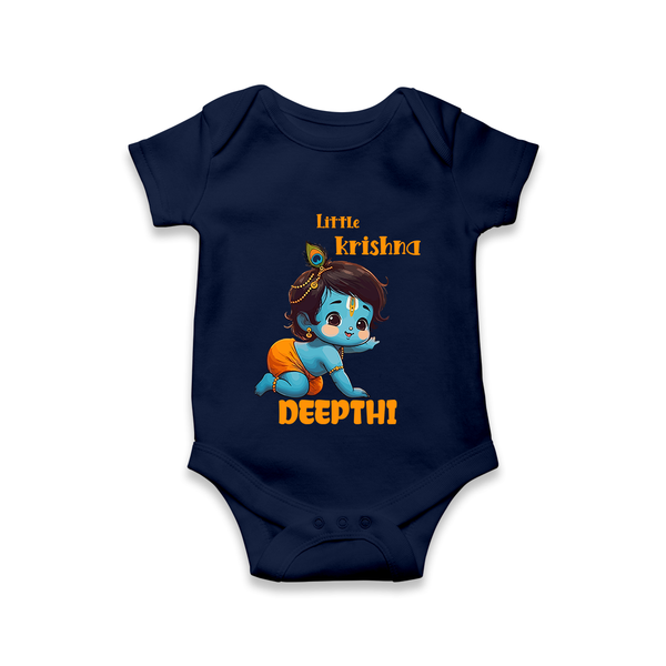 Little Krishna Romper / onesie | Custom Baby Romper / onesie for Your Little Krishna - NAVY BLUE - New Born (Chest 14")