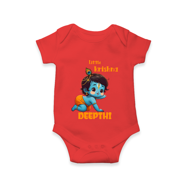Little Krishna Romper / onesie | Custom Baby Romper / onesie for Your Little Krishna - RED - New Born (Chest 14")