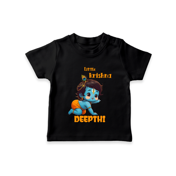 Little Krishna TShirt | Custom Baby TShirt for Your Little Krishna - BLACK - 0-5 Months Old (Chest 17")