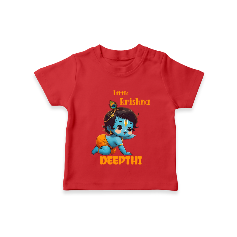 Little Krishna TShirt | Custom Baby TShirt for Your Little Krishna - RED - 0-5 Months Old (Chest 17")