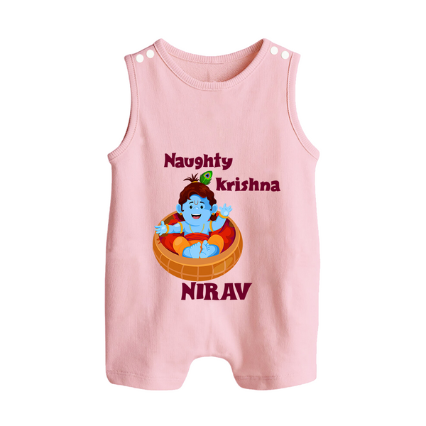 Naughty Krishna Romper Suit | Personalized Baby Romper Suit for Your Little Mischief Maker - BABY PINK - 0 - 5 Months Old (Chest 18")