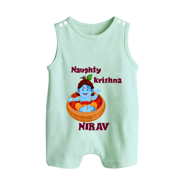 Naughty Krishna Romper Suit | Personalized Baby Romper Suit for Your Little Mischief Maker - MINT GREEN - 0 - 5 Months Old (Chest 18")