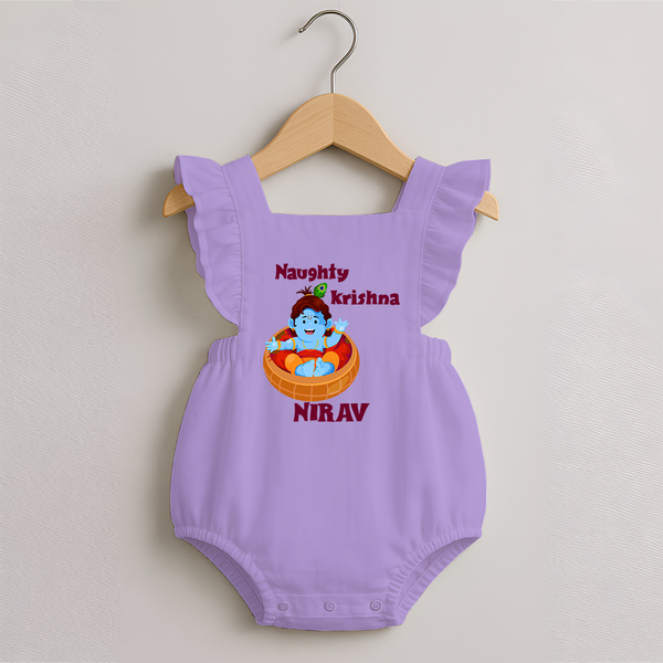 Naughty Krishna Romper Frock | Personalized Baby Romper Frock for Your Little Mischief Maker - LILAC - 0 - 3 Months Old (Chest 19")