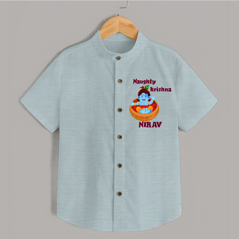Naughty Krishna Shirt | Personalized Baby Shirt for Your Little Mischief Maker - ARCTIC BLUE - 0 - 6 Months Old (Chest 23")