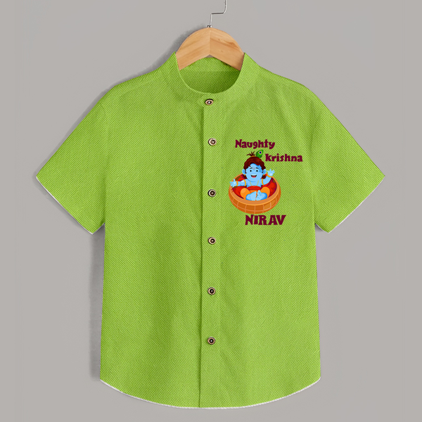 Naughty Krishna Shirt | Personalized Baby Shirt for Your Little Mischief Maker - LIME GREEN - 0 - 6 Months Old (Chest 23")