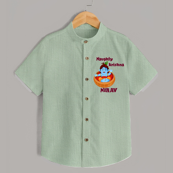 Naughty Krishna Shirt | Personalized Baby Shirt for Your Little Mischief Maker - MINT GREEN - 0 - 6 Months Old (Chest 23")