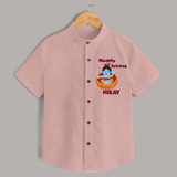 Naughty Krishna Shirt | Personalized Baby Shirt for Your Little Mischief Maker - PEACH - 0 - 6 Months Old (Chest 23")