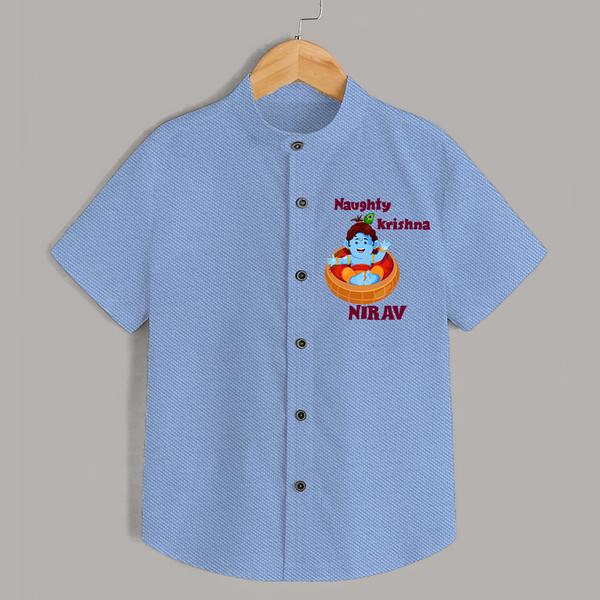 Naughty Krishna Shirt | Personalized Baby Shirt for Your Little Mischief Maker - SKY BLUE - 0 - 6 Months Old (Chest 23")