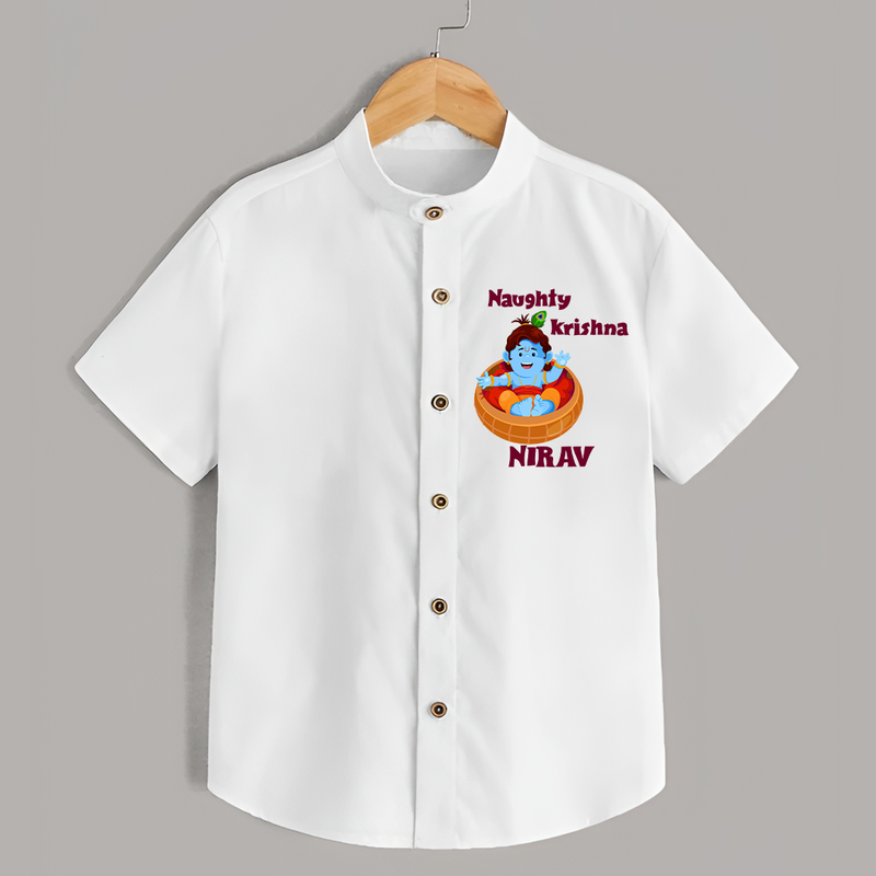 Naughty Krishna Shirt | Personalized Baby Shirt for Your Little Mischief Maker - WHITE - 0 - 6 Months Old (Chest 23")