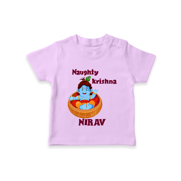 Naughty Krishna TShirt | Personalized Baby TShirt for Your Little Mischief Maker - LILAC - 0-5 Months Old (Chest 17")