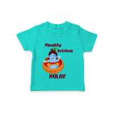 Naughty Krishna TShirt | Personalized Baby TShirt for Your Little Mischief Maker - TEAL - 0-5 Months Old (Chest 17")