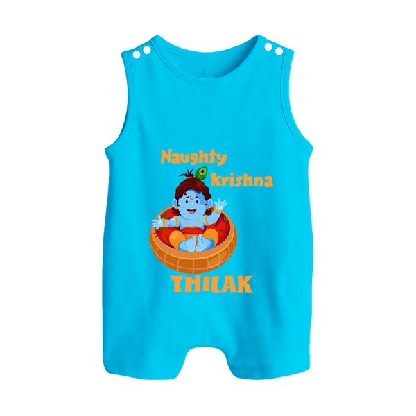 Naughty Krishna Romper Suit | Personalized Baby Romper Suit for Your Little Mischief Maker - SKY BLUE - 0 - 5 Months Old (Chest 18")