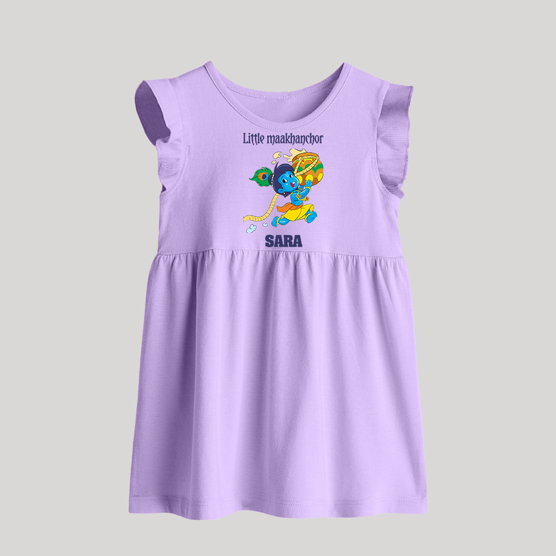 Little Maakhanchor Baby Frock | Custom Baby Frock for Krishna's Little Butter Thief - LILAC - 0 - 3 Months Old (Chest 17")