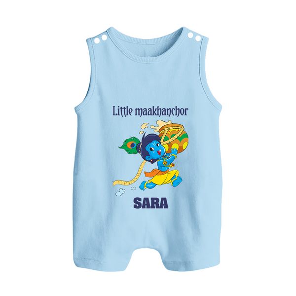 Little Maakhanchor Romper Suit | Custom Romper Suit for Krishna's Little Butter Thief - BABY BLUE - 0 - 5 Months Old (Chest 18")