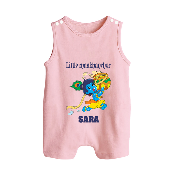 Little Maakhanchor Romper Suit | Custom Romper Suit for Krishna's Little Butter Thief - BABY PINK - 0 - 5 Months Old (Chest 18")